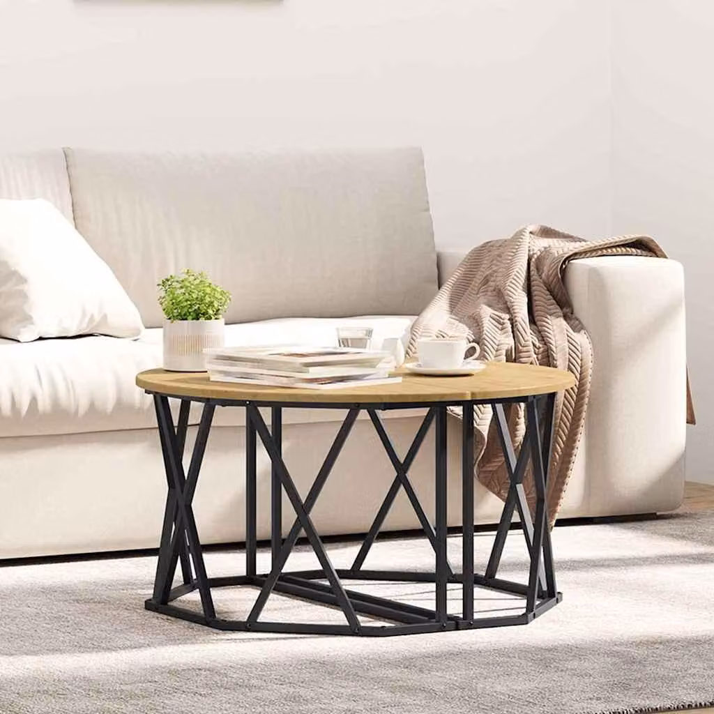 Maison Exclusive - Tavolino artigianale in legno di quercia, 80 x 80 x 42 cm