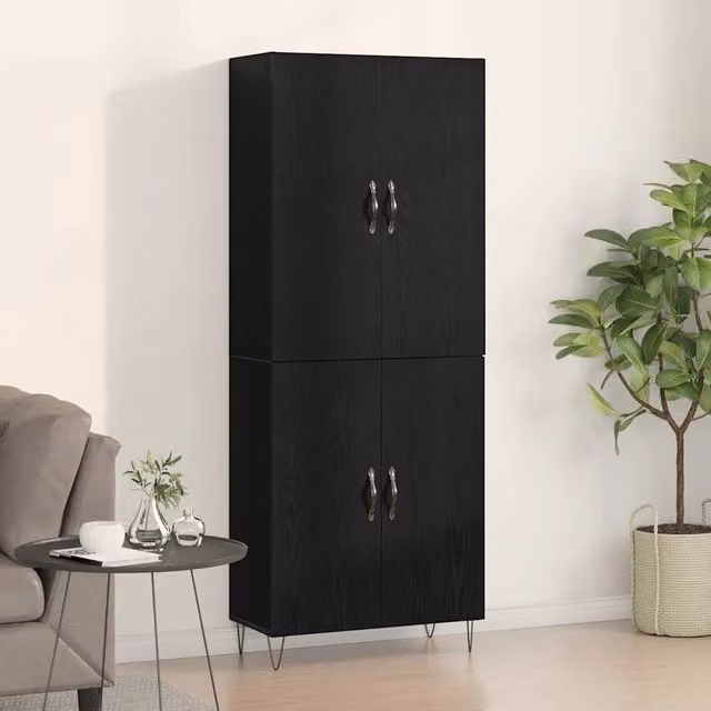 Set di 2 credenze moderne vidaXL in nero opaco L: 69,5 cm, P: 34 cm, H: 180 cm – 1