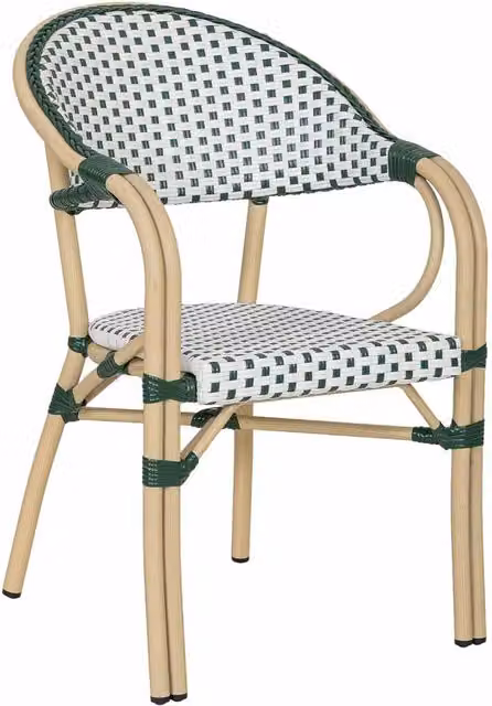 Poltrona in rattan sintetico e metallo Wanderlust Deco verde e beige H: 85 cm
