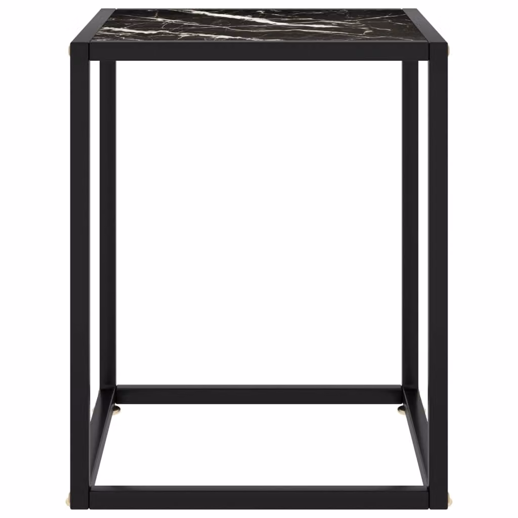 Tavolino vidaXL nero con piano in vetro nero effetto marmo 40x40x50