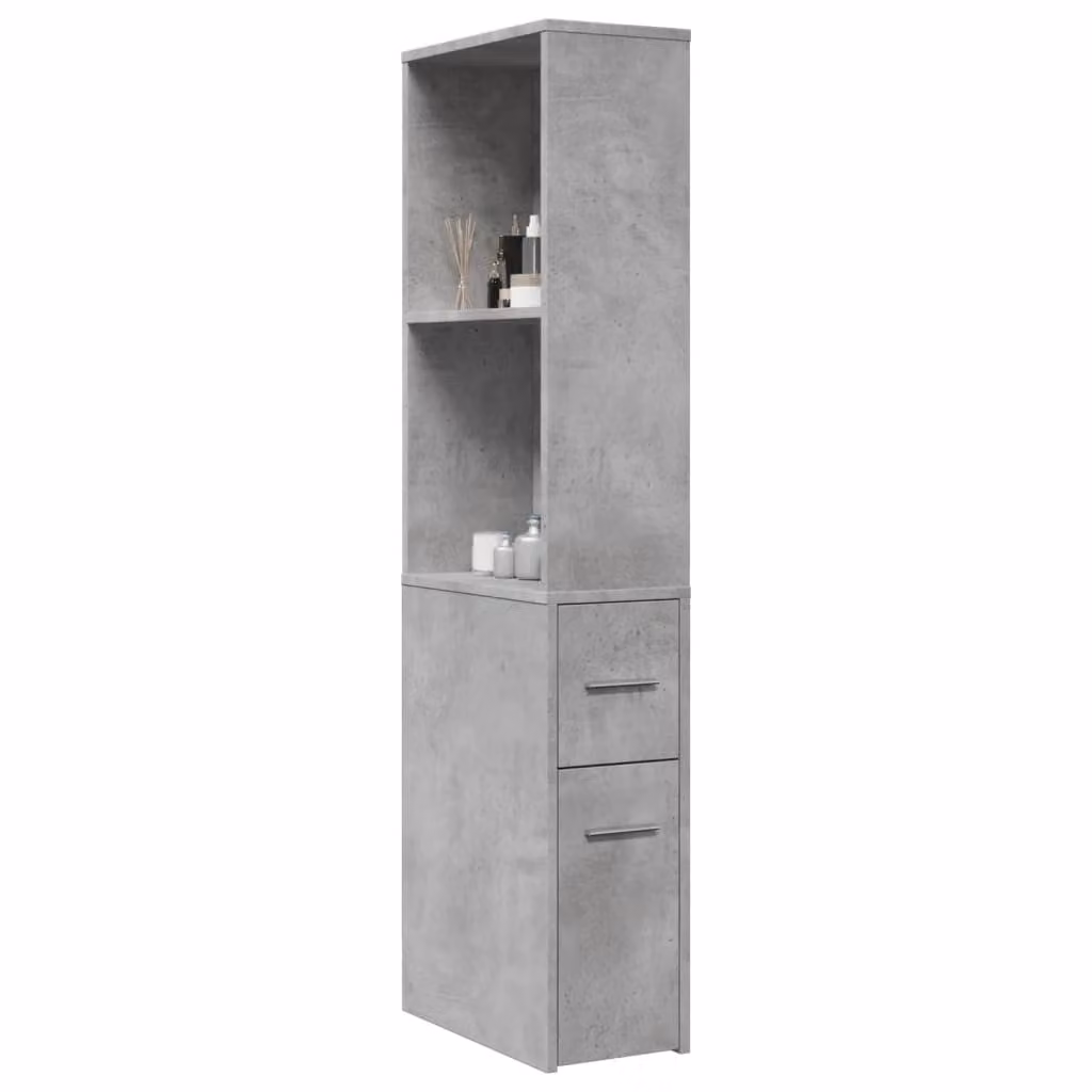 vidaXL Armadietto da Bagno con Ruote e Ripiani Interni Grigio Matt L: 20 cm, P: 41 cm, H: 135 cm