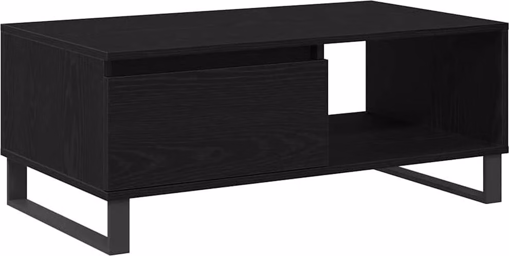 Tavolino da salotto con cassetto Rovere Nero 90 x 50 x 36,5 cm