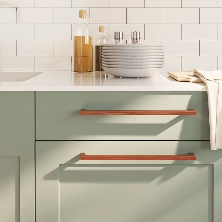 Set di 5 maniglie per mobili vidaXL in acciaio inox color bronzo, lunghezza 320 mm