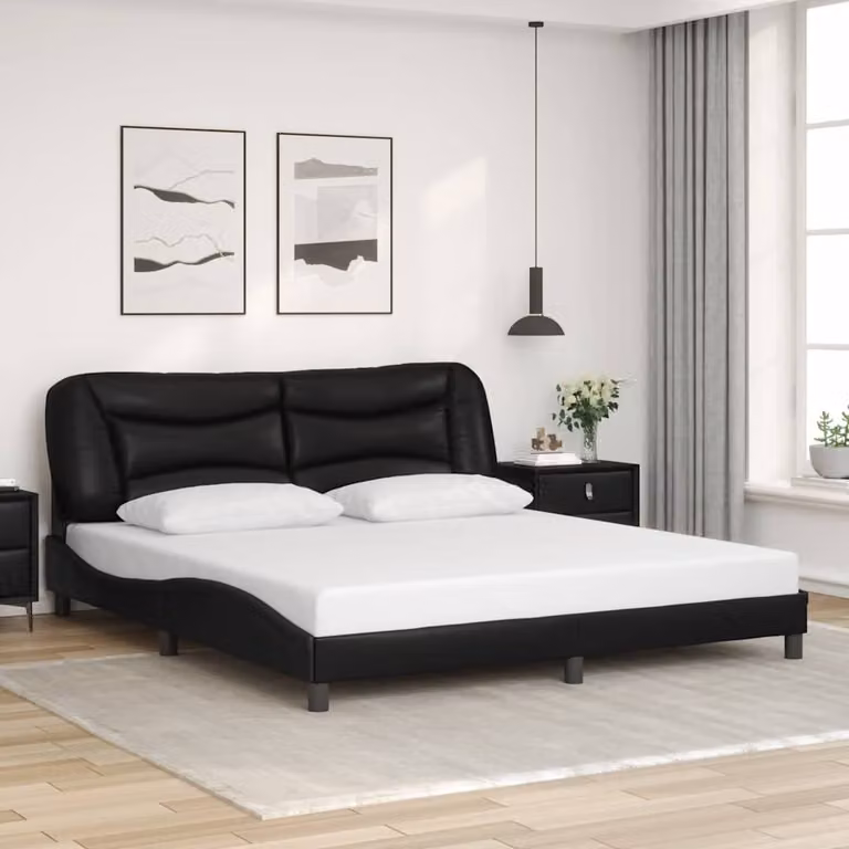Giroletto senza materasso Hvar vidaXL in similpelle nera L/P: 180 x 200 cm