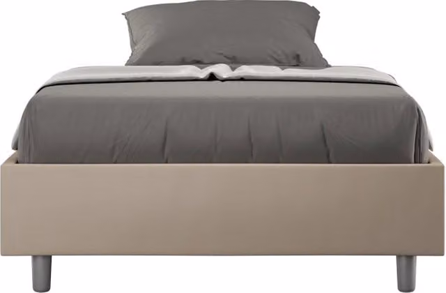 Letto 1 Piazza e Mezzo Sommier 120x200 cm con Rete e Contenitore Azelia Tortora
