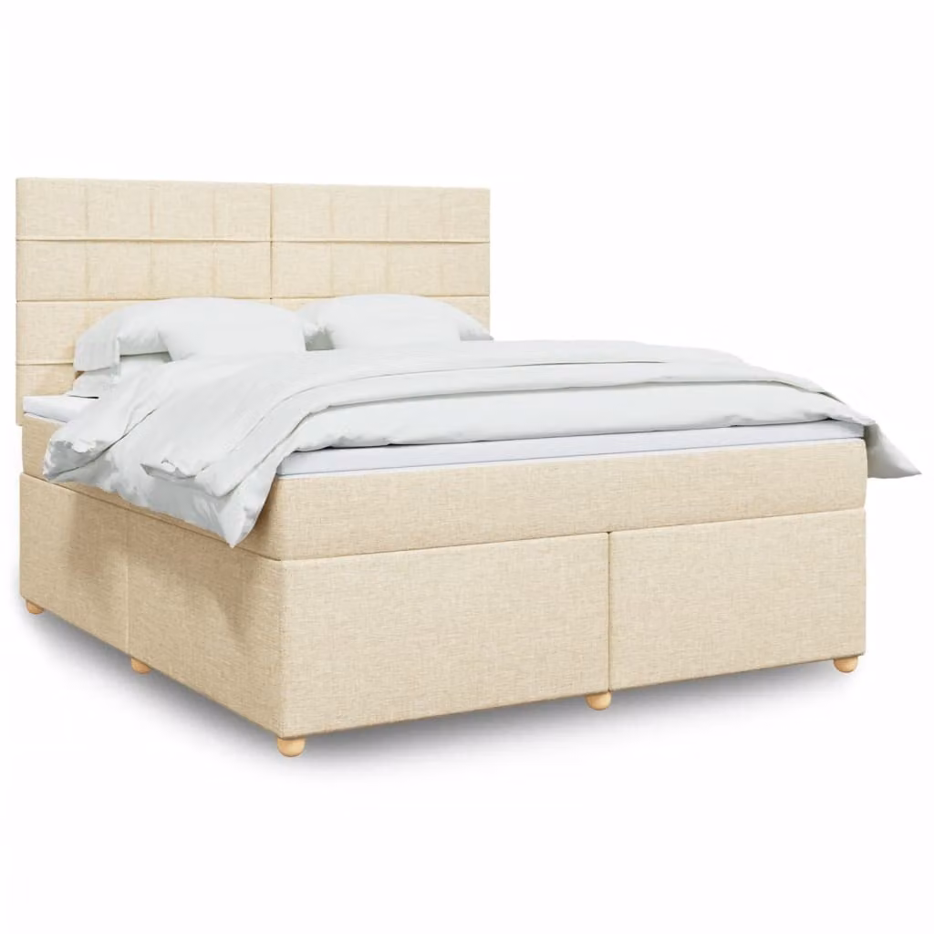 vidaXL Letto Ibrido con Materasso in Tessuto Beige e Bianco L/P: 180 x 200 cm