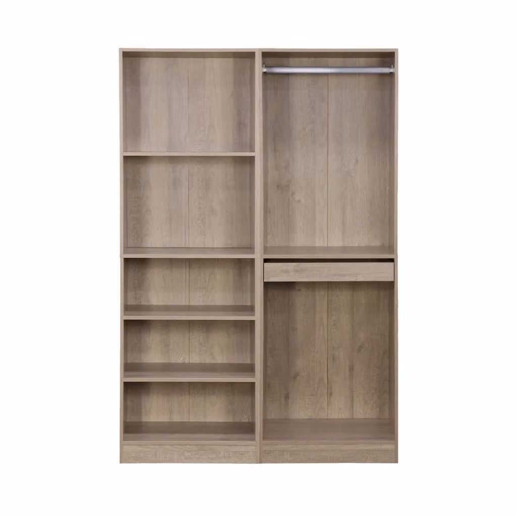 Armadio moderno Sweeek in legno marrone con ripiani interni e appendiabiti L: 120 cm, P: 45 cm, H: 180 cm – 2