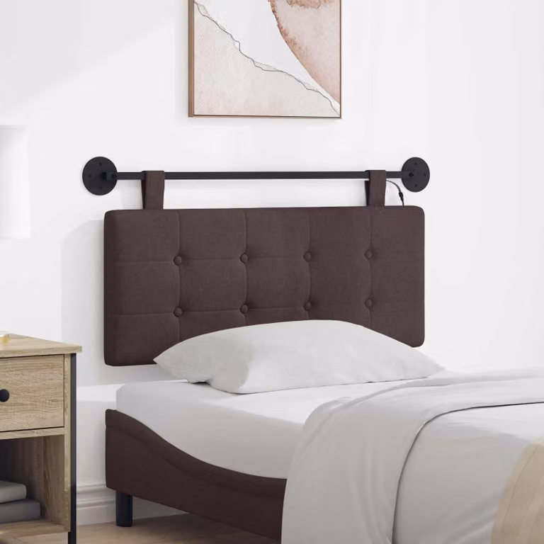 Testiera sospesa vidaXL con luce LED integrata e rivestimento in tessuto marrone scuro