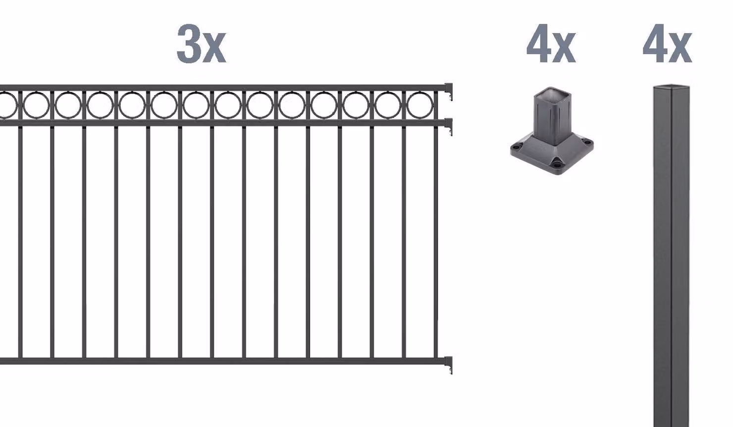 Alberts 511074 Set completo di recinzione Circle, da avvitare, antracite, altezza 100 cm, lunghezza 6 m
