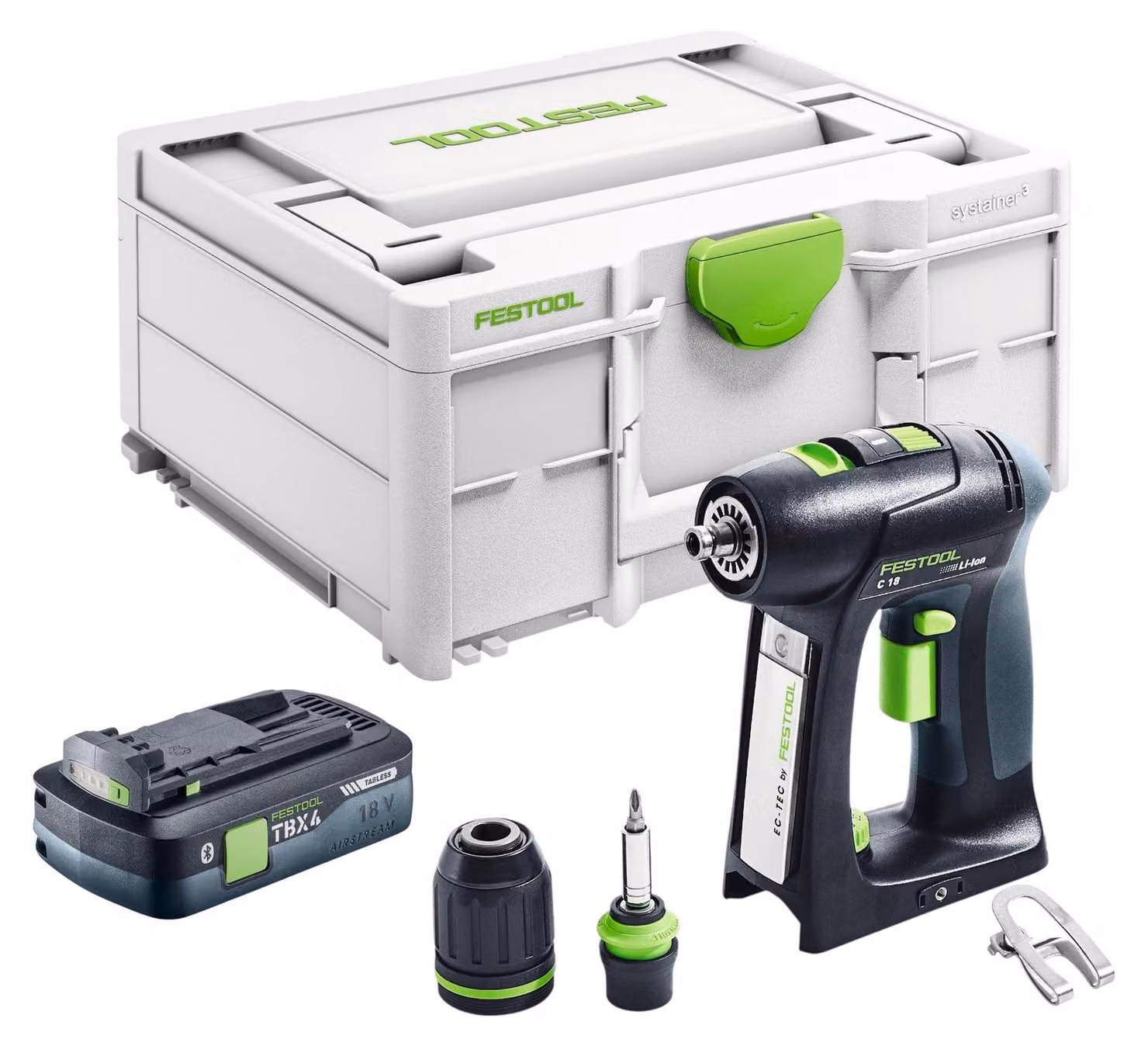 Trapano avvitatore a batteria Festool C 18-Basic 18 V 45 Nm Brushless + 1x batteria 4,0 Ah + Systainer - senza caricabatterie