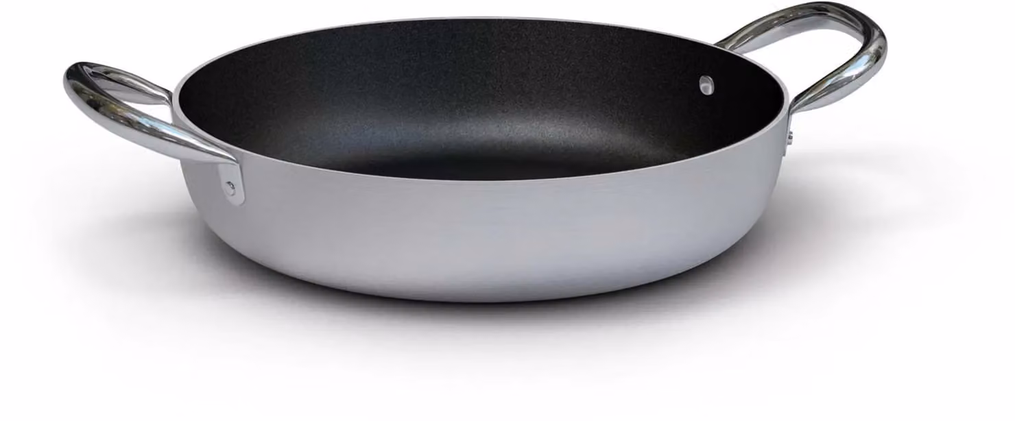 Tegame in alluminio antiaderente per induzione con maniglie in acciaio inox, spessore 4 mm, diam. 28cm