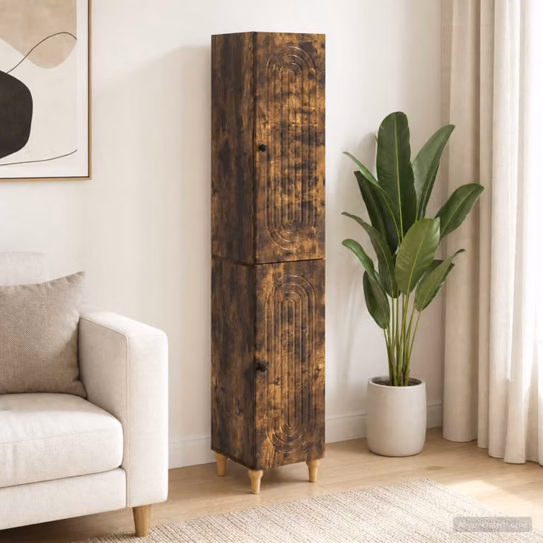 Set di 2 armadi moderni vidaXL in legno MDF color rovere marrone con illuminazione LED integrata