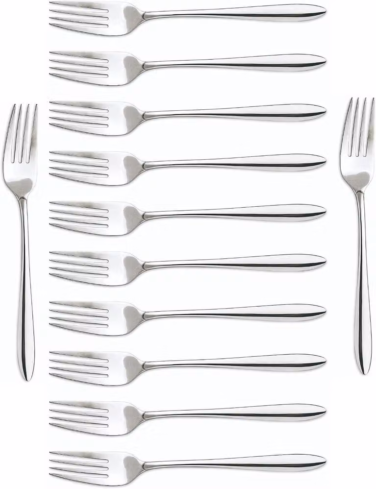 Serie Berlin – Set da 12 forchette da tavola, realizzate in un unico blocco di acciaio inossidabile 18/10, lunghezza 200 mm, colore argento