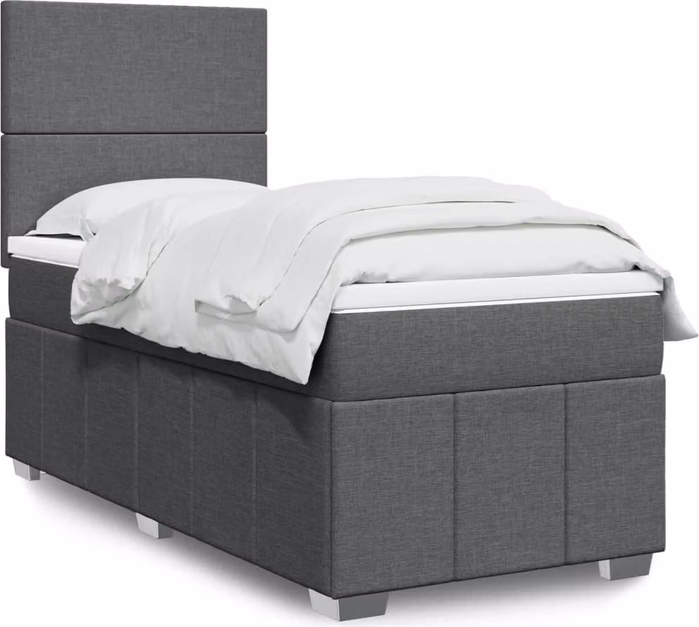 Maison Exclusive - Letto boxspring con materasso grigio scuro 90x190 cm Tessuto