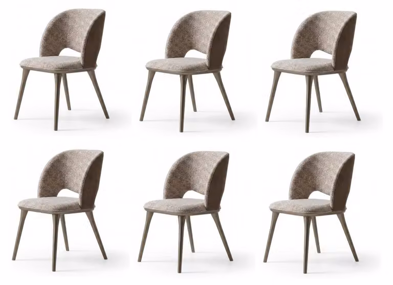 Set di sedie, design moderno, colore beige, elegante sedia da pranzo imbottita