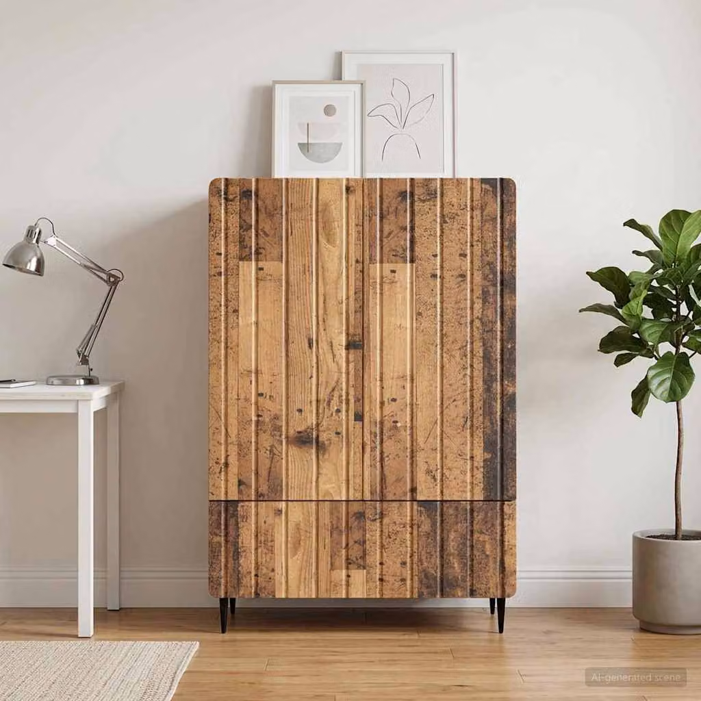 Credenza moderna vidaXL in legno ingegnerizzato e metallo, colore marrone, L 66 cm x P 34,5 cm x H 97 cm