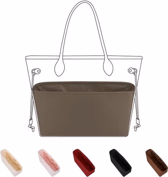 Organizzatore tas per borse da donna, tasca interna in seta per Neverfull PM/MM/GM, organizzatore leggero per borse da donna (Grigio chiaro, GM)