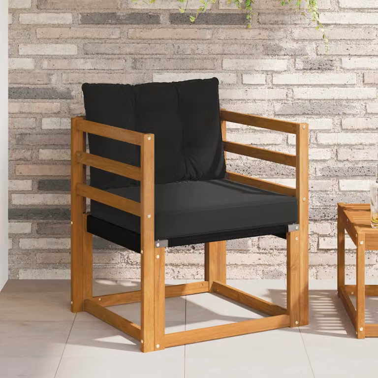 Set di 2 divani da esterno vidaXL in legno di acacia massello naturale con cuscini in schiuma e tessuto