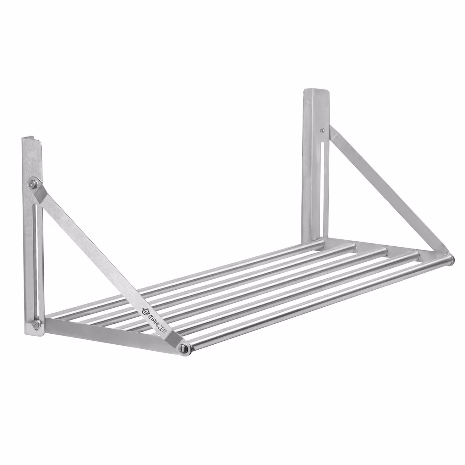 Mensola da parete in acciaio inox Mahlzeit, 100 x 30 cm, mensola pensile pieghevole con pratico design a barra