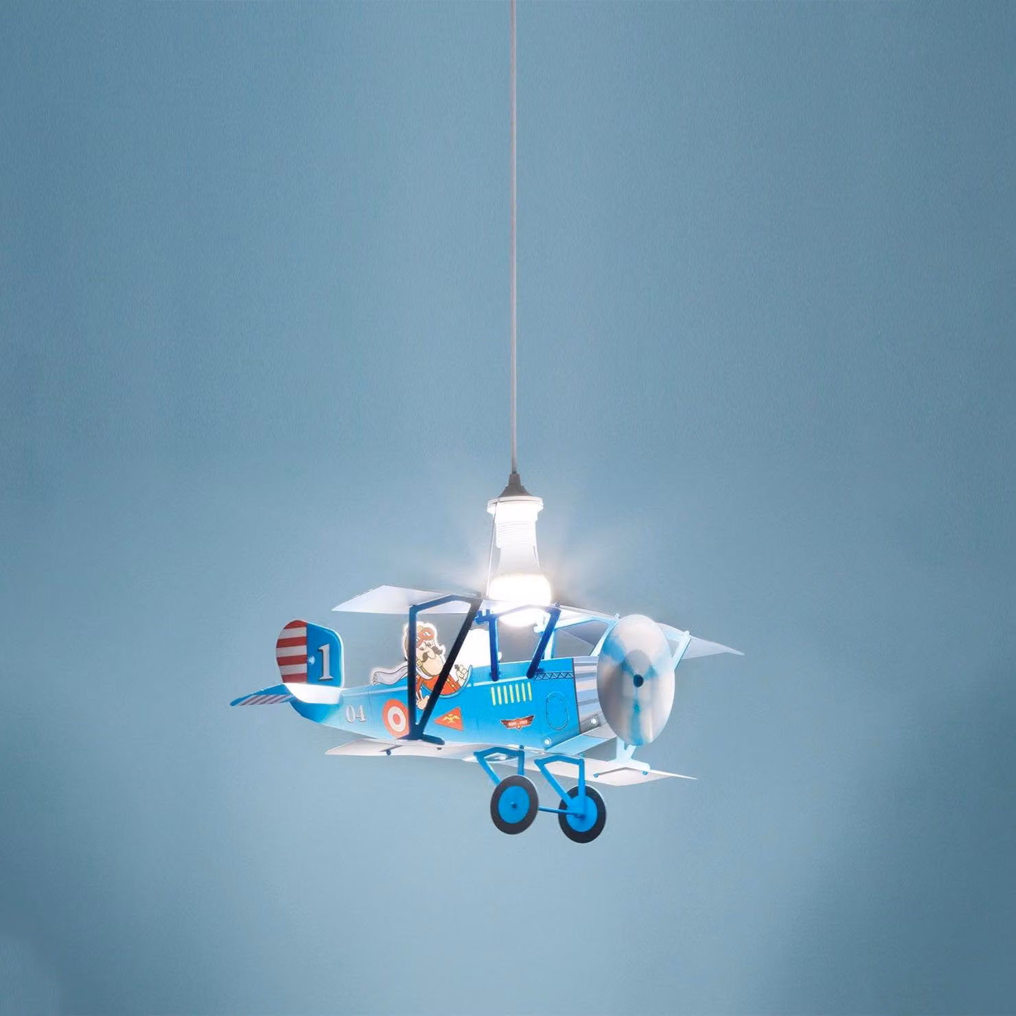 Sospensione Moderna Biplano Polilux ® Blu Biplano Blu 1 Luce E27