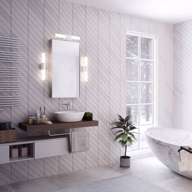 Nordlux Applique da parete Helva Double Basic, Bianco / Opale, Bagno, Plastica, Applique
