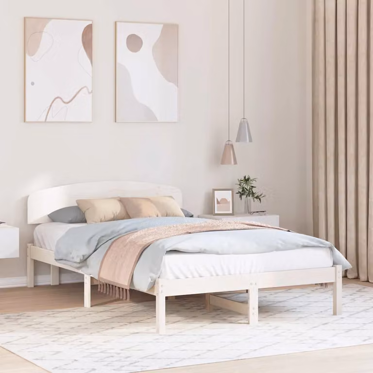 Struttura del letto vidaXL in pino massello bianco con doghe fisse L/P: 120 x 200 cm