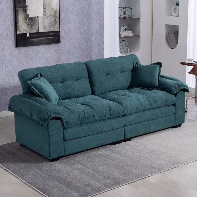 Divano singolo in chenille - Xylo - 213 cm - Cuscini doppio strato