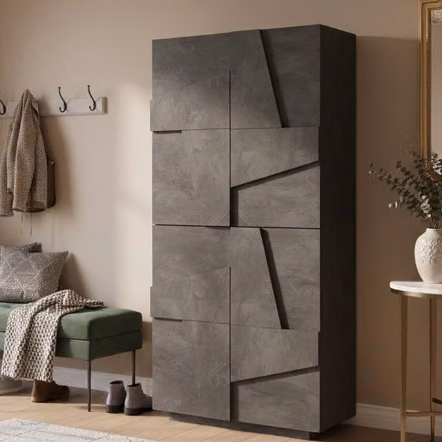 Scarpiera Archibal DMORA con 4 ante battenti, Mobile porta scarpe per ingresso, Grigio Cenere, L: 81 cm, P: 38 cm, H: 167 cm – 1