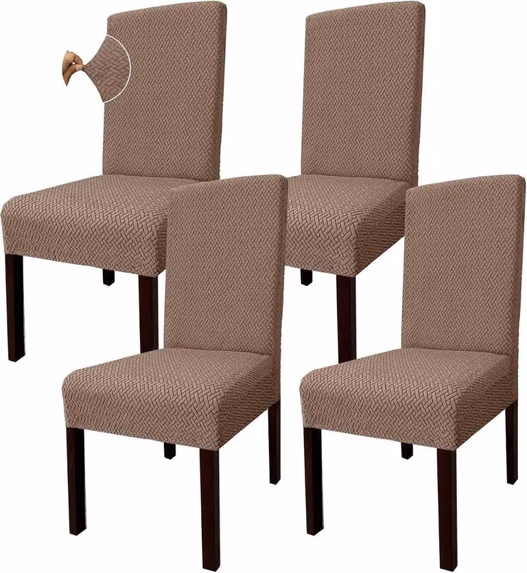 Set di coprisedie da pranzo, in tessuto jacquard, confezione da 4 pezzi, impermeabili, adatti per sedie da pranzo