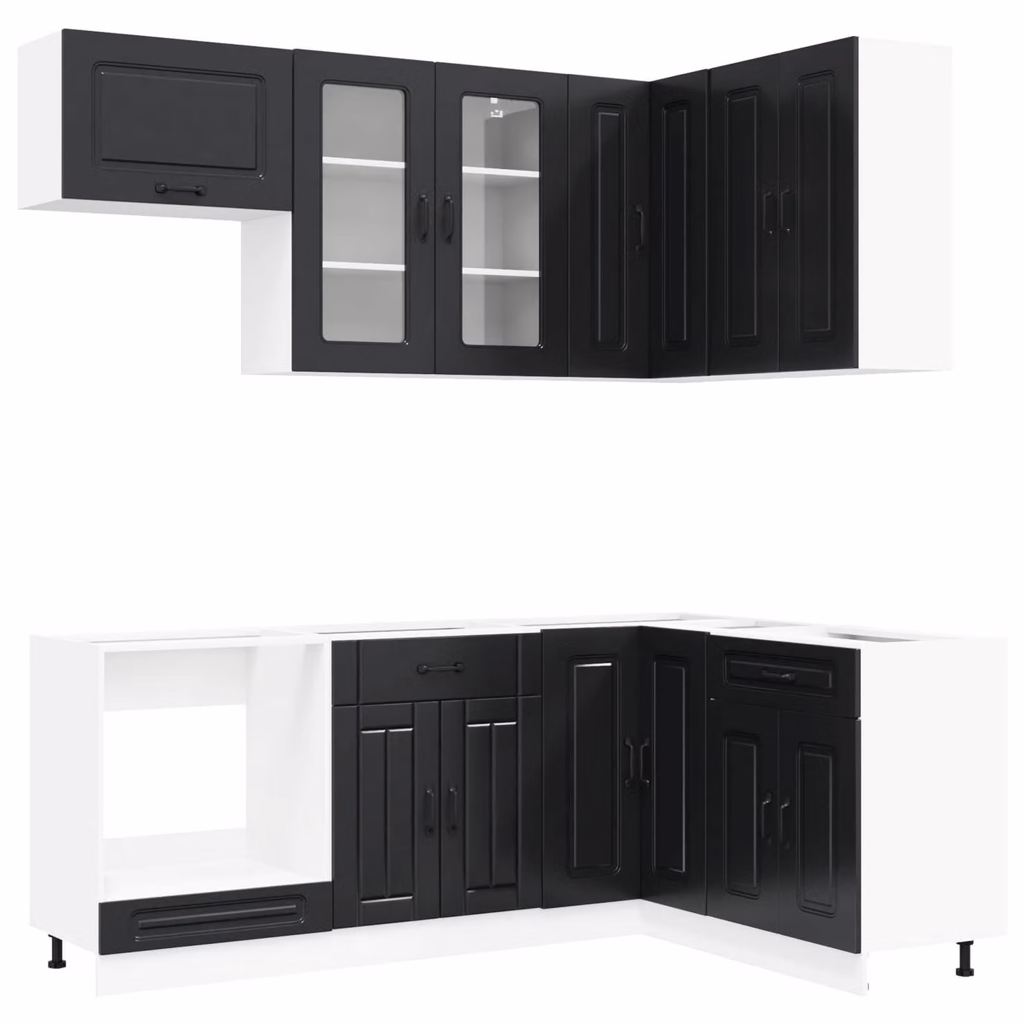 Set di mobili da cucina KALMAR, 8 pezzi, colore nero, materiale: legno composito