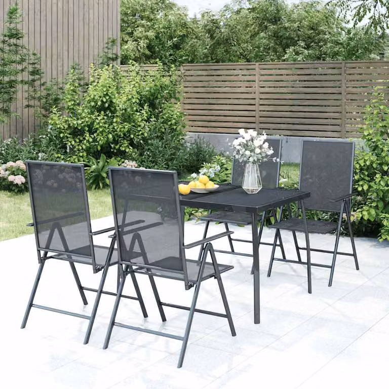 Set da Pranzo da Giardino vidaXL in Acciaio Antracite Opaco, 5 Pezzi