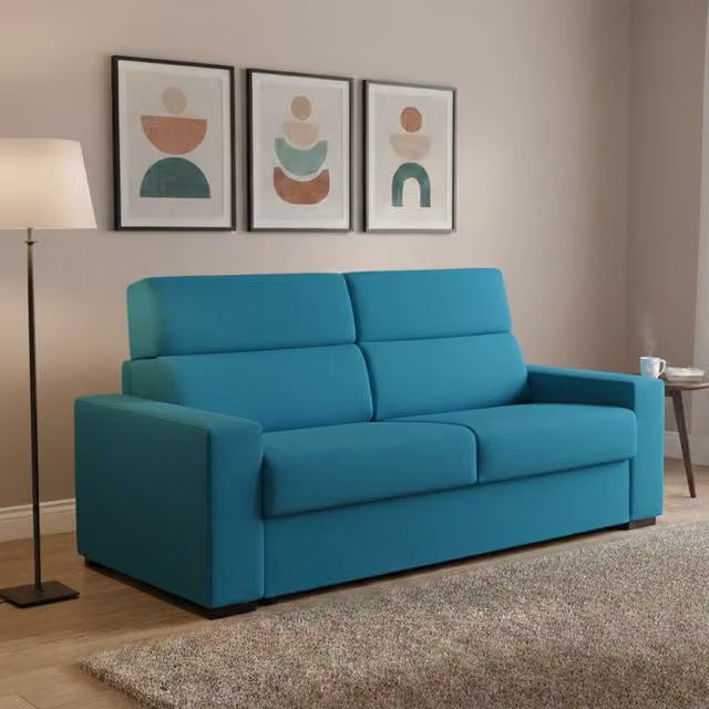 Divano Letto Casabona 2 Posti Sfoderabile Azzurro Made in Italy L: 180 cm, P: 95 cm – 1
