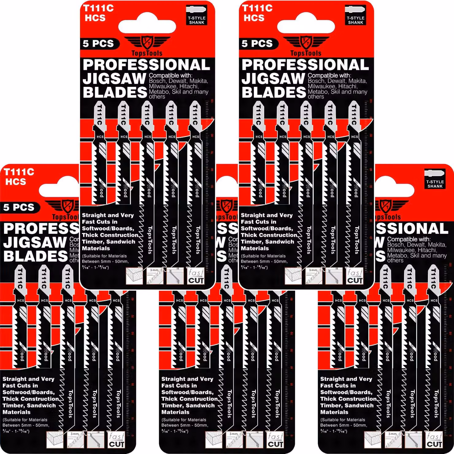 25 lame da taglio per legno JSTT111C_5, lunghezza 100 mm, modello T111C. Durata elevata