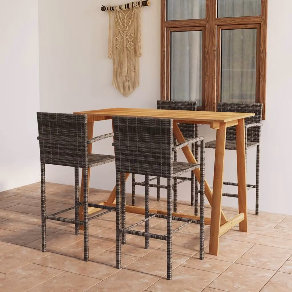 Maison Exclusive - Set da bar da giardino da 5 pezzi, grigio