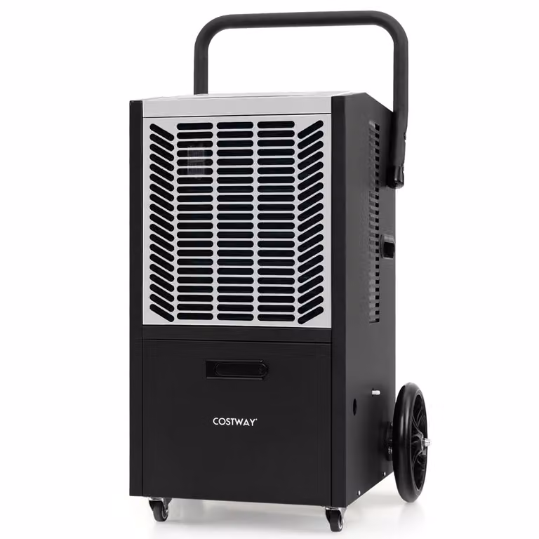 Deumidificatore commerciale Costway con pompa, tubo di drenaggio e timer 24h, capacità 66L/giorno, Bianco