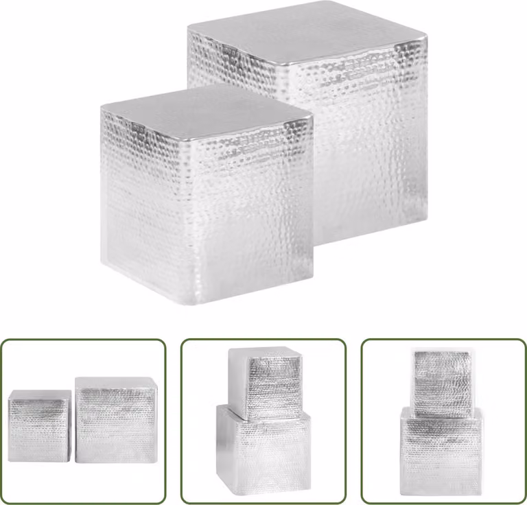 The Living Store Tavolini 2 pezzi alluminio argento