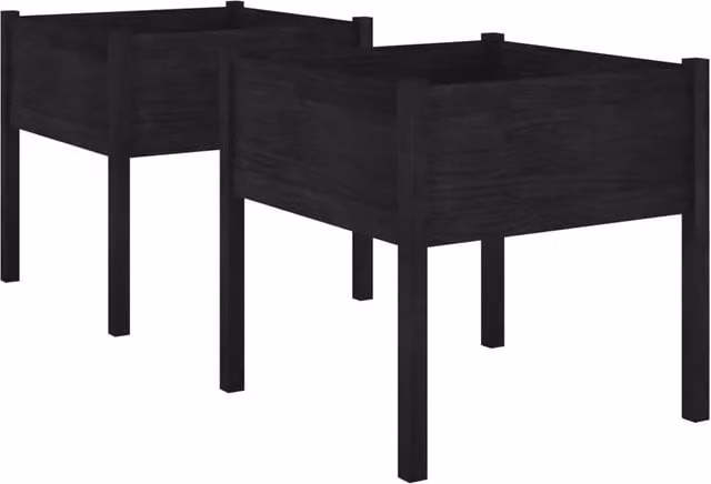 Fioriera aiuola rialzata fioriera aiuola giardino terrazza set da 2 70 x 70 x 70 cm legno massello di pino nero 02_0039006