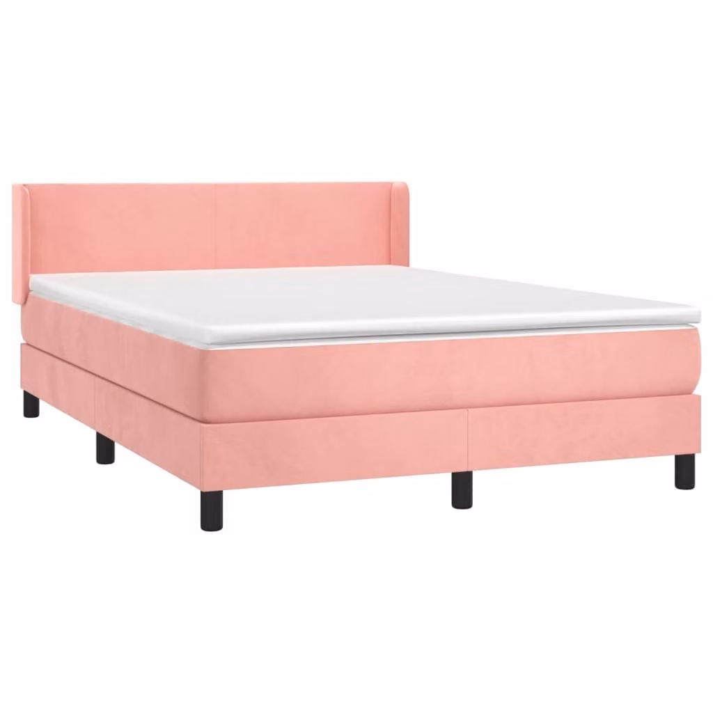 Giroletto a Molle con Materasso Rosa 140x190 cm in Velluto