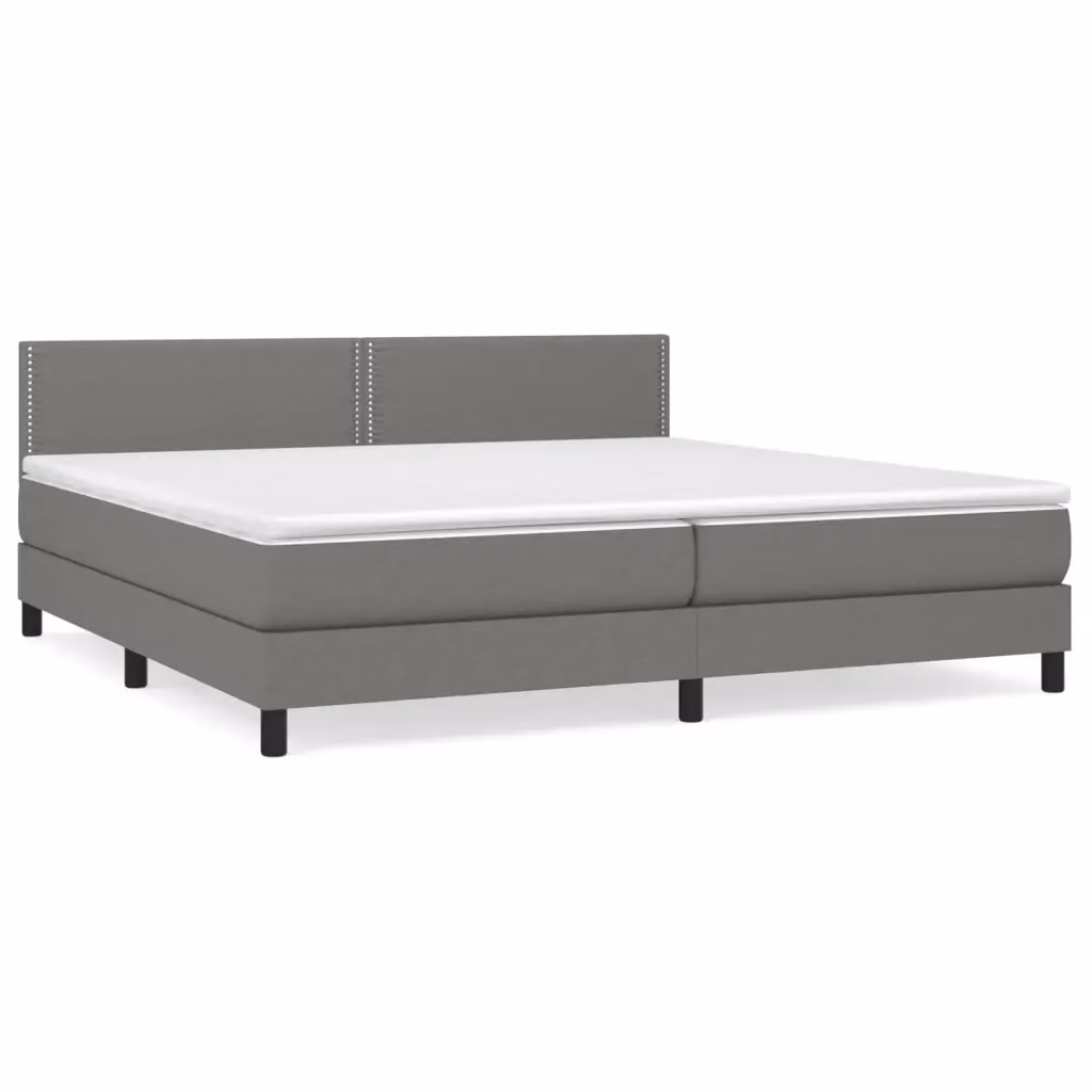 vidaXL Giroletto a Molle Ibrido con Materasso in Tessuto Grigio e Bianco L/P: 200 x 200 cm – 2