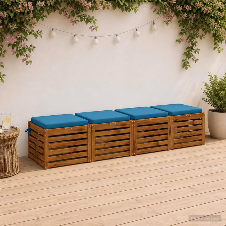 Set di 4 cuscini per sedia vidaXL in poliestere, forma quadrata, colore azzurro con rivestimento lavabile e resistente ai raggi UV