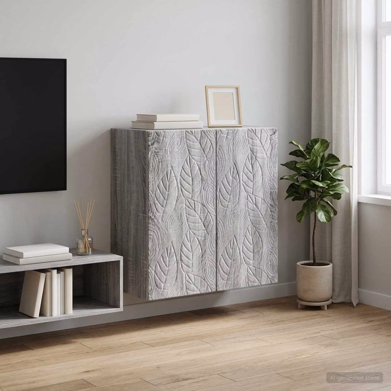 Mobiletto a muro moderno vidaXL in MDF grigio opaco con ante a battente e ripiani interni L/P/H: 59 x 31 x 60 cm