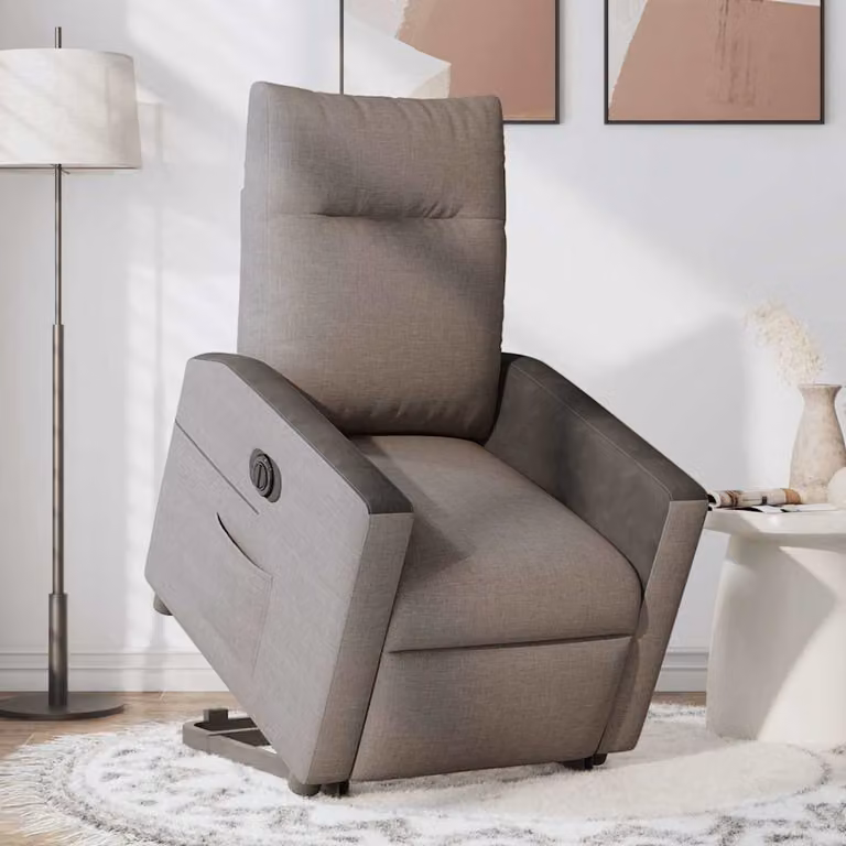 Poltrona Alzapersona Elettrica Reclinabile vidaXL in Tessuto Grigio e Nero con Braccioli per Senior