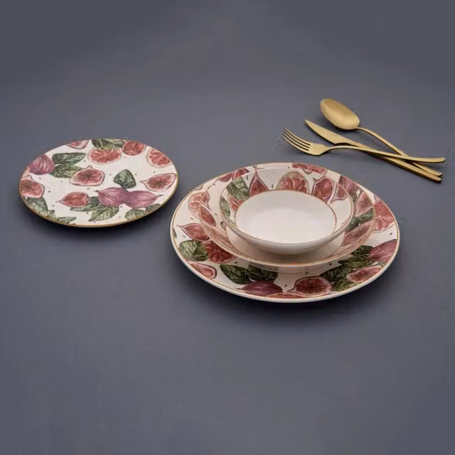 Servizio piatti Nolova in ceramica con decoro floreale, set da 24 pezzi, multicolore