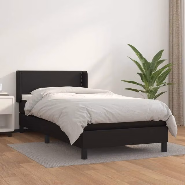 Giroletto a Molle con Materasso-Struttura Letto Nero 90x190 cm in Similpelle 265006