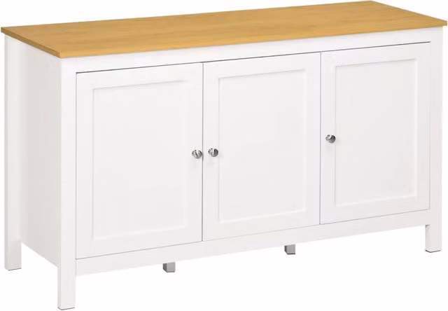 Cassettiera con 2 Ante e 2 Ripiani Regolabili ¨C Zephmum ¨C Bianco Legno 120x40x70 cm