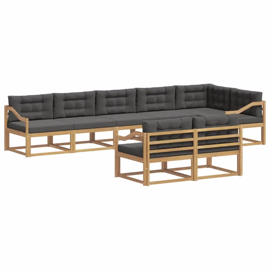 Set di divani da esterno vidaXL a forma di L composto da 6 pezzi in legno di acacia con cuscini bianchi e antracite – 2