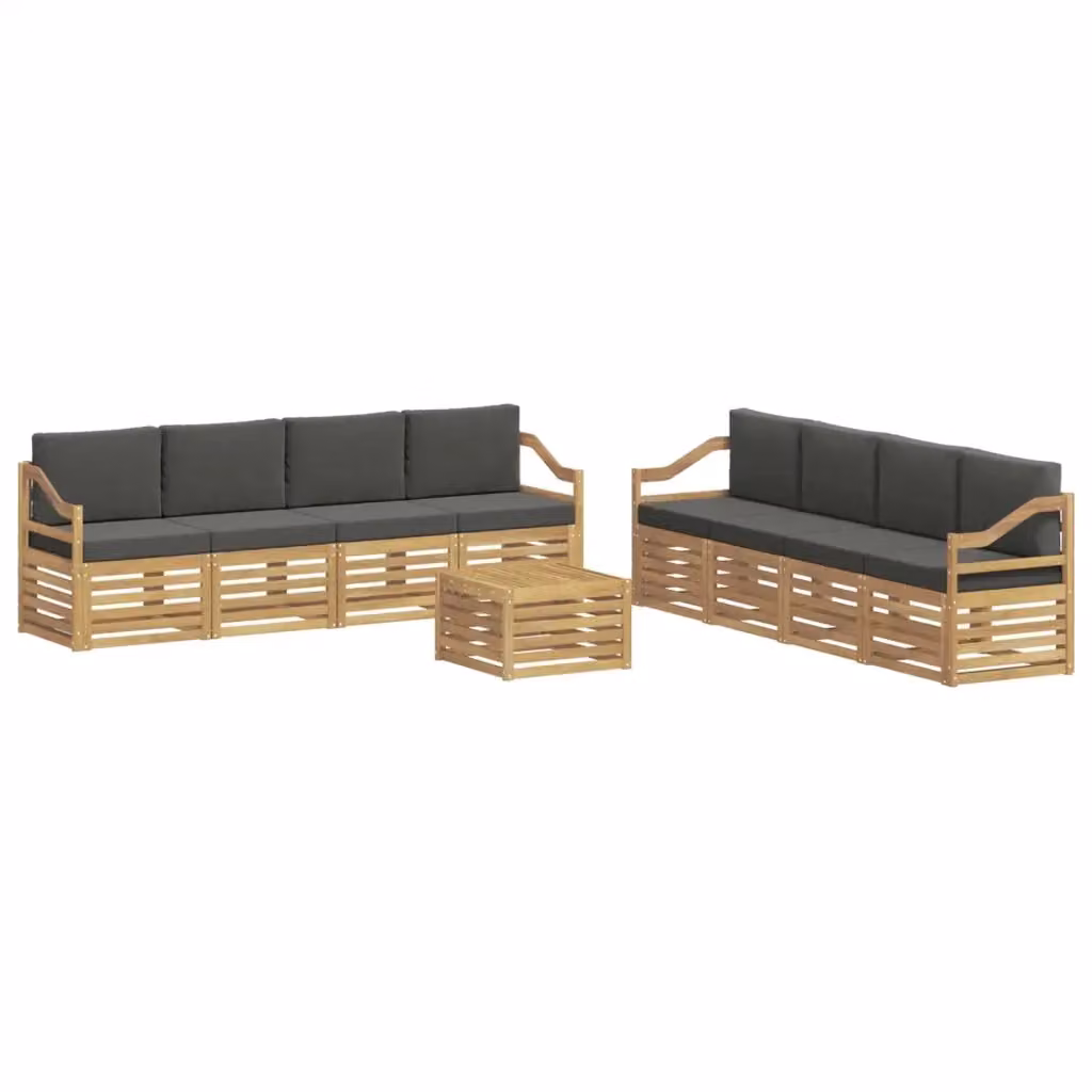 Set di divani da esterno 9 pezzi vidaXL in legno di acacia con cuscini Bianco e Antracite – 2