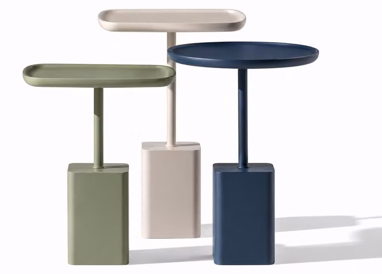 3 tavolini laterali, stile moderno, colore blu e verde, nuovi, comodi e pratici