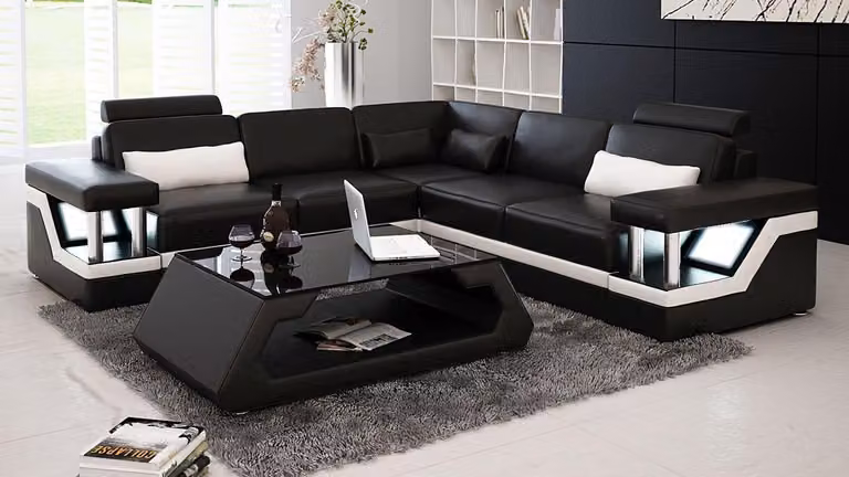 Eckgarnituren Leder Sofa Polster Sitzecke Designer Polsterecke Couch Design