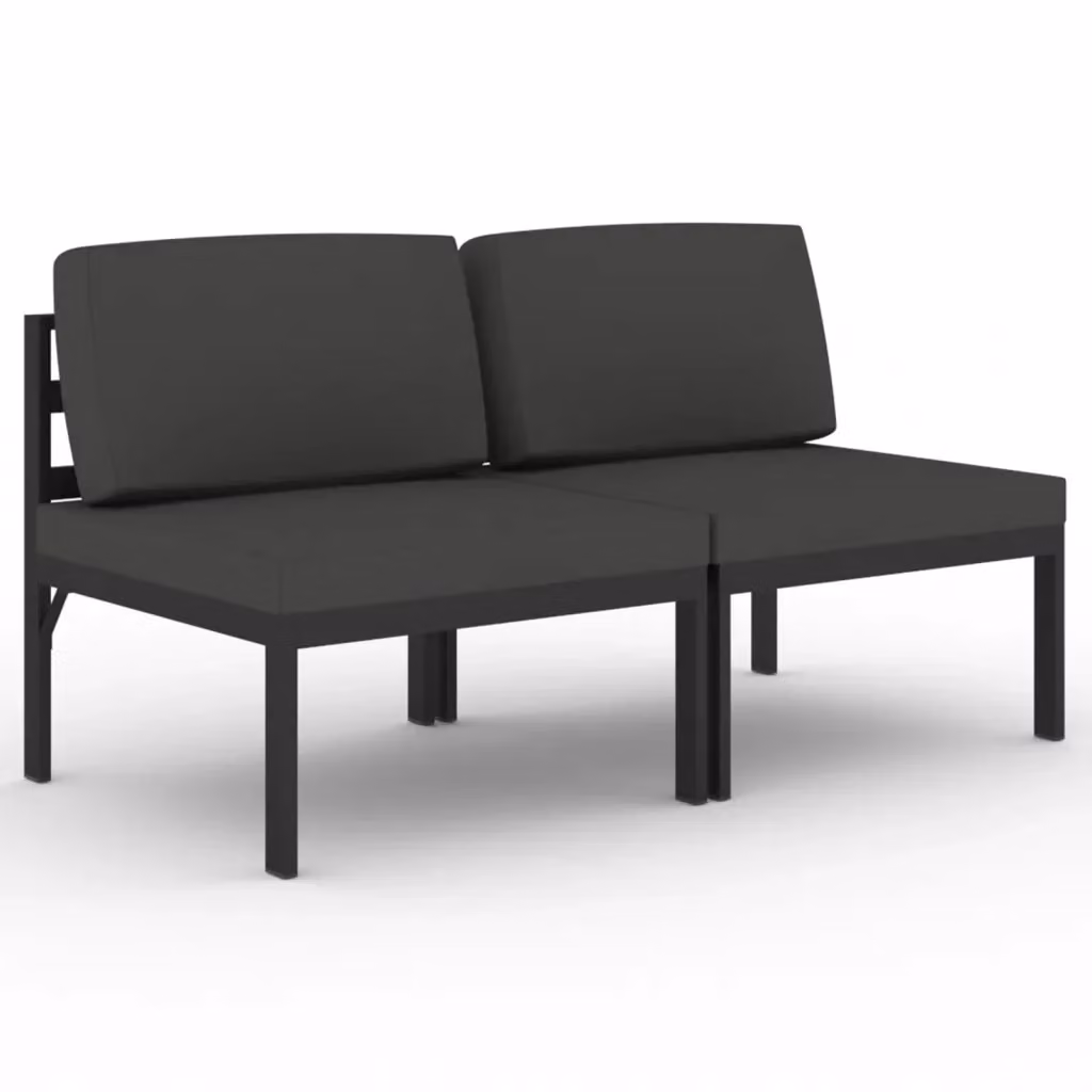 vidaXL Divano da Giardino a 2 Posti con Cuscini in Alluminio Antracite – 2